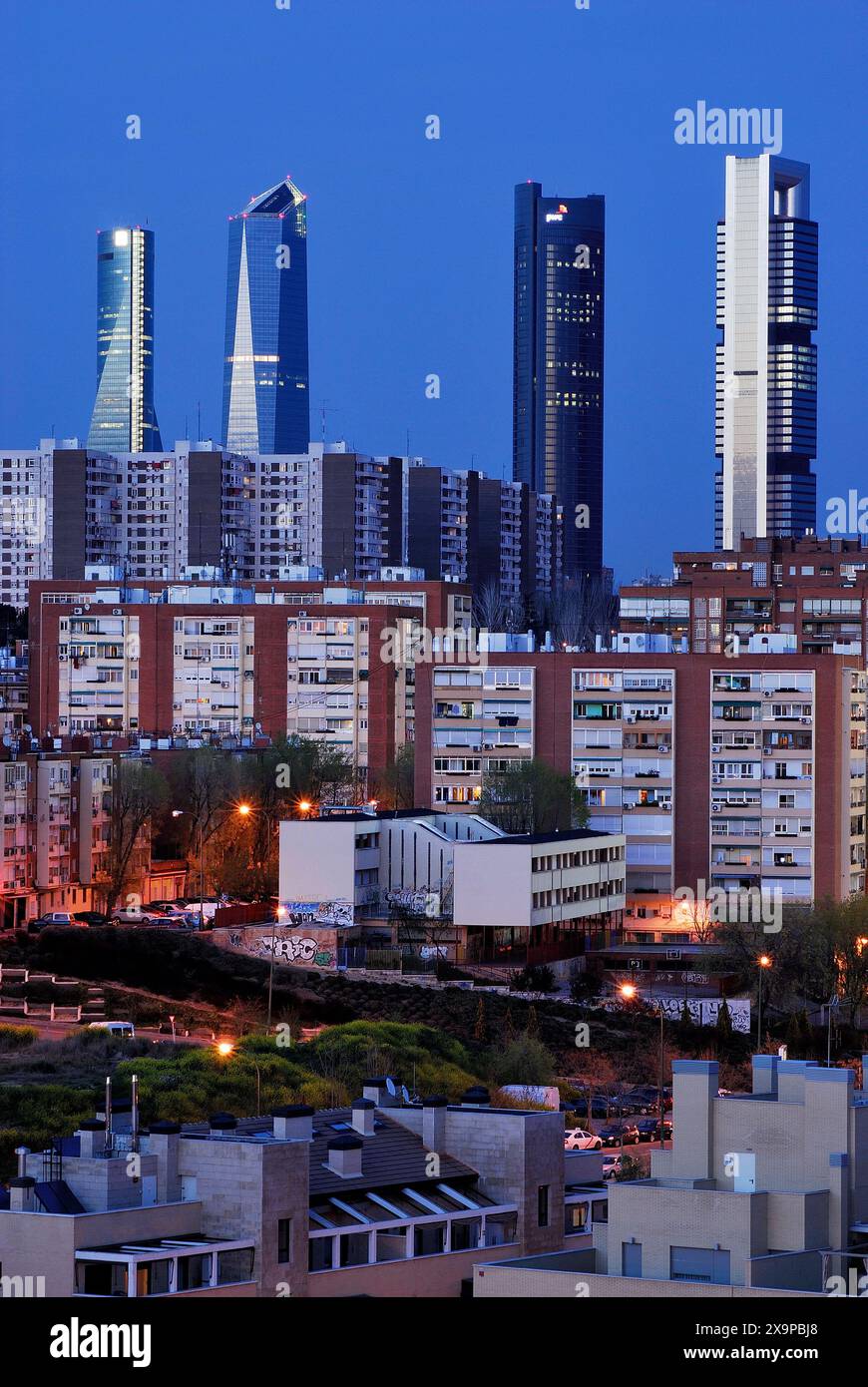 Area commerciale Four Towers di Castellana, Madrid, Spagna Foto Stock