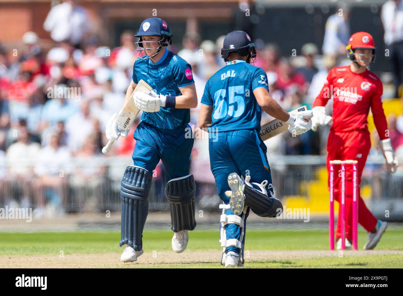 Old Trafford, Manchester domenica 2 giugno 2024. Harry è arrivato al numero 4 del Derbyshire County Cricket Club durante la partita Vitality Blast T20 tra Lancashire e Derbyshire County Cricket Club a Old Trafford, Manchester, domenica 2 giugno 2024. (Foto: Mike Morese | mi News) crediti: MI News & Sport /Alamy Live News Foto Stock