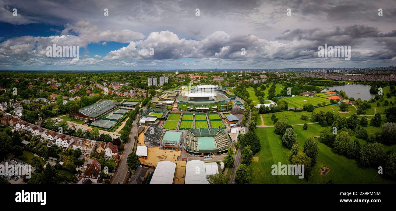 Campi da tennis di Wimbledon - veduta aerea - LONDRA, REGNO UNITO - 26 MAGGIO 2024 Foto Stock