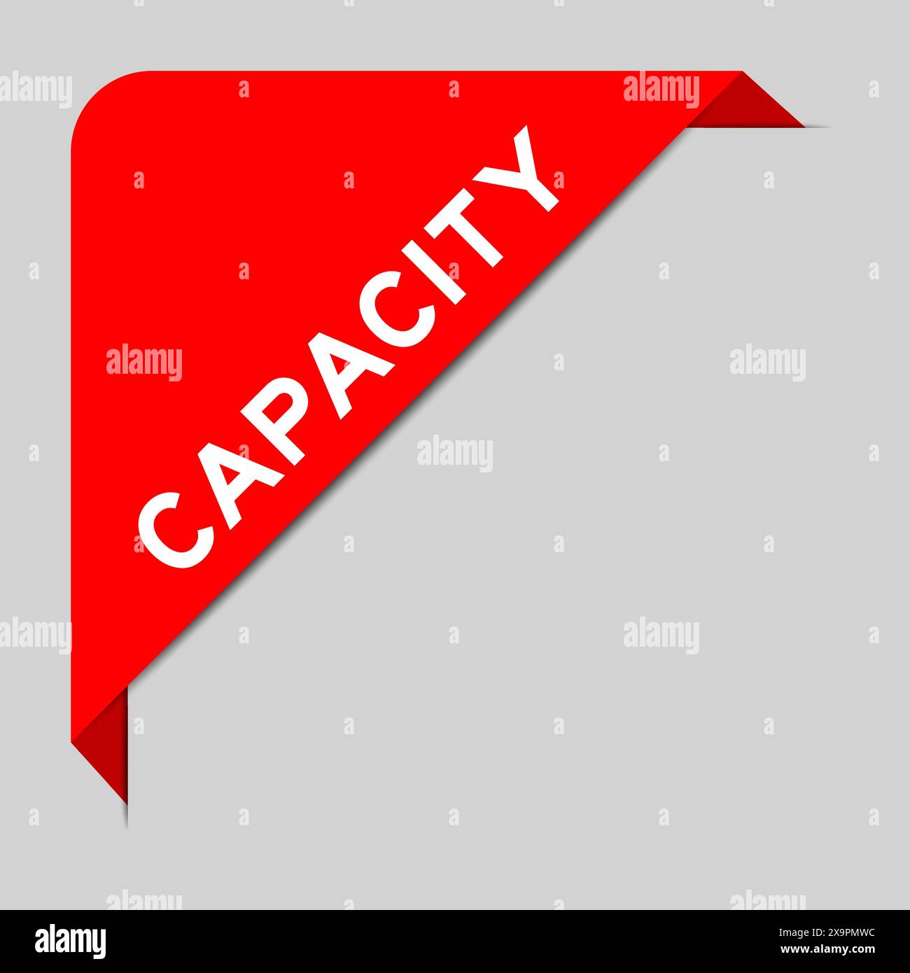 Colore rosso del banner per etichette ad angolo con capacità di parola su sfondo grigio Illustrazione Vettoriale