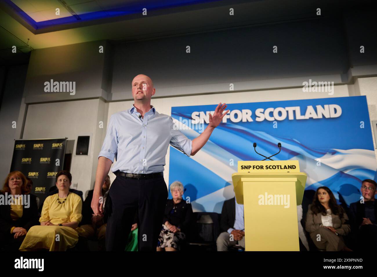 Glasgow Scozia, Regno Unito 02 giugno 2024. Stephen Flynn al Radisson Blu Hotel per il lancio della campagna elettorale generale SNP. credito sst/alamy notizie in diretta Foto Stock