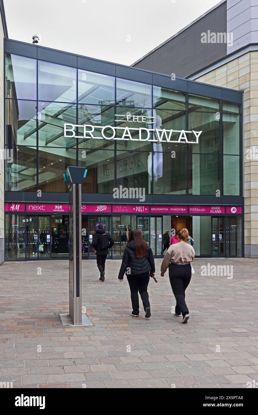 Ingresso al complesso commerciale di Broadway, Bradford Foto Stock