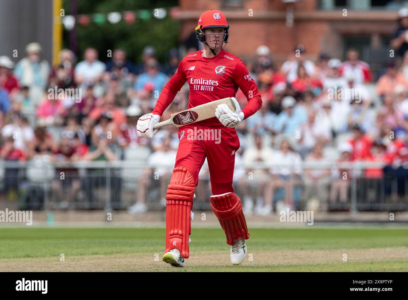 Old Trafford, Manchester domenica 2 giugno 2024. Keaton Jennings #1 (C) del Lancashire Cricket Club durante la partita Vitality Blast T20 tra Lancashire e Derbyshire County Cricket Club all'Old Trafford, Manchester, domenica 2 giugno 2024. (Foto: Mike Morese | mi News) crediti: MI News & Sport /Alamy Live News Foto Stock