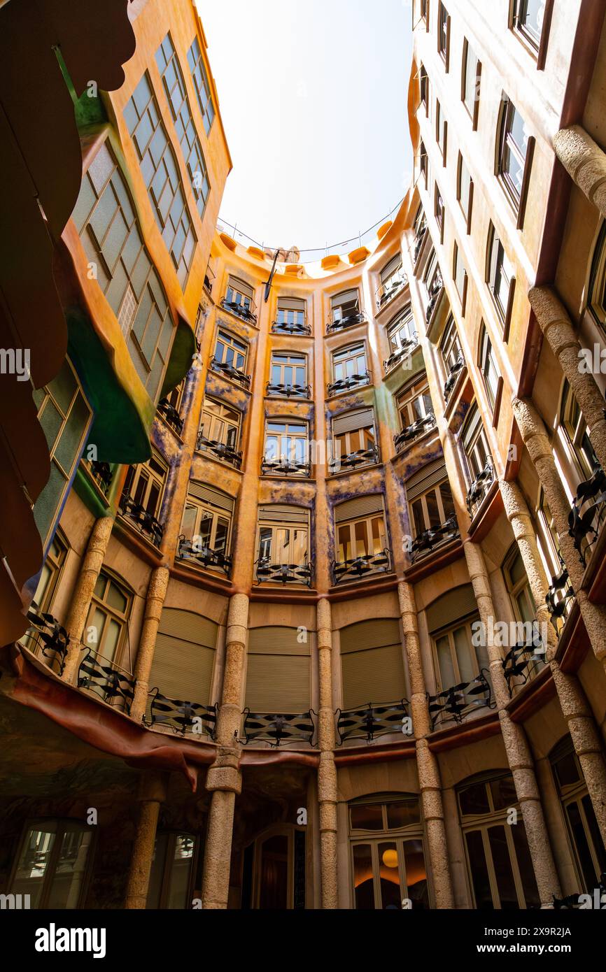 La Pedrera - Casa Milà, gli appartamenti di Antoni Gaudi sul Passeig de Gracia, Barcellona, Catalogna, Spagna. Foto Stock