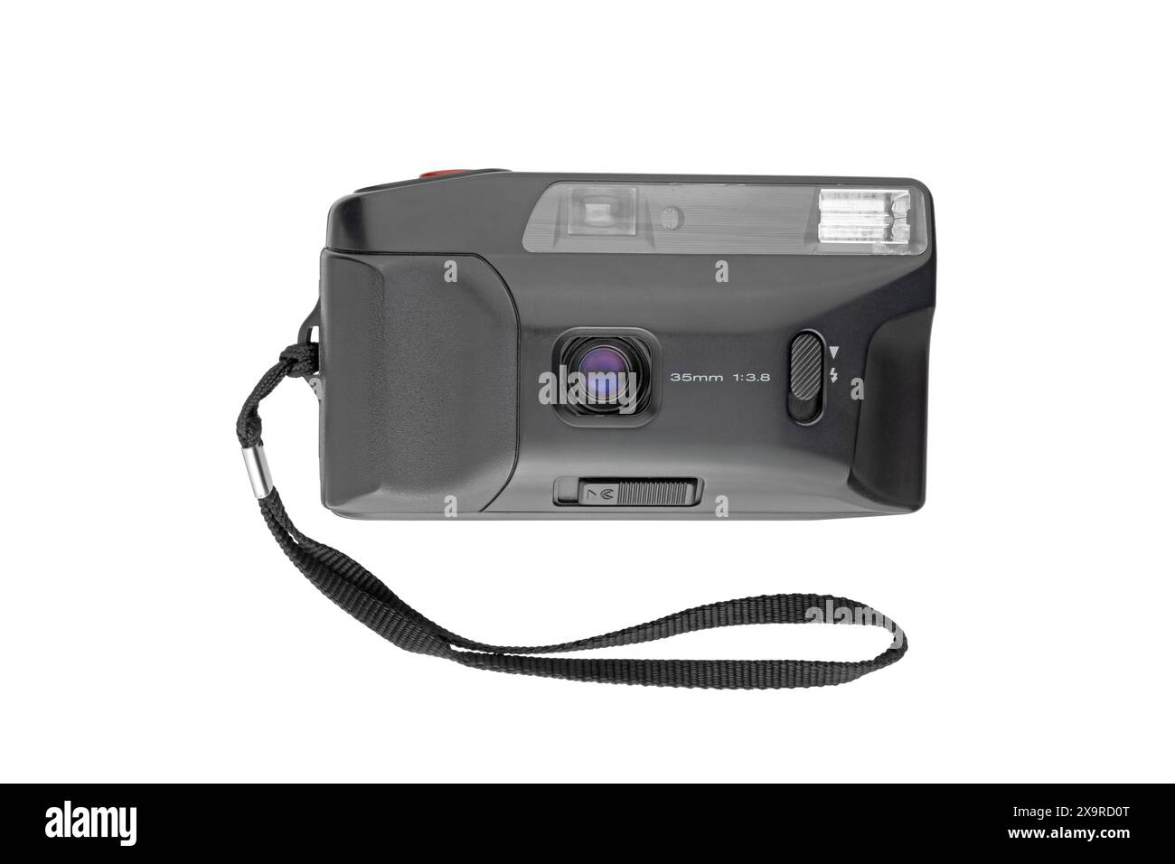 Vecchia fotocamera retrò da 35 mm isolata su sfondo bianco, attrezzatura fotografica d'epoca Foto Stock