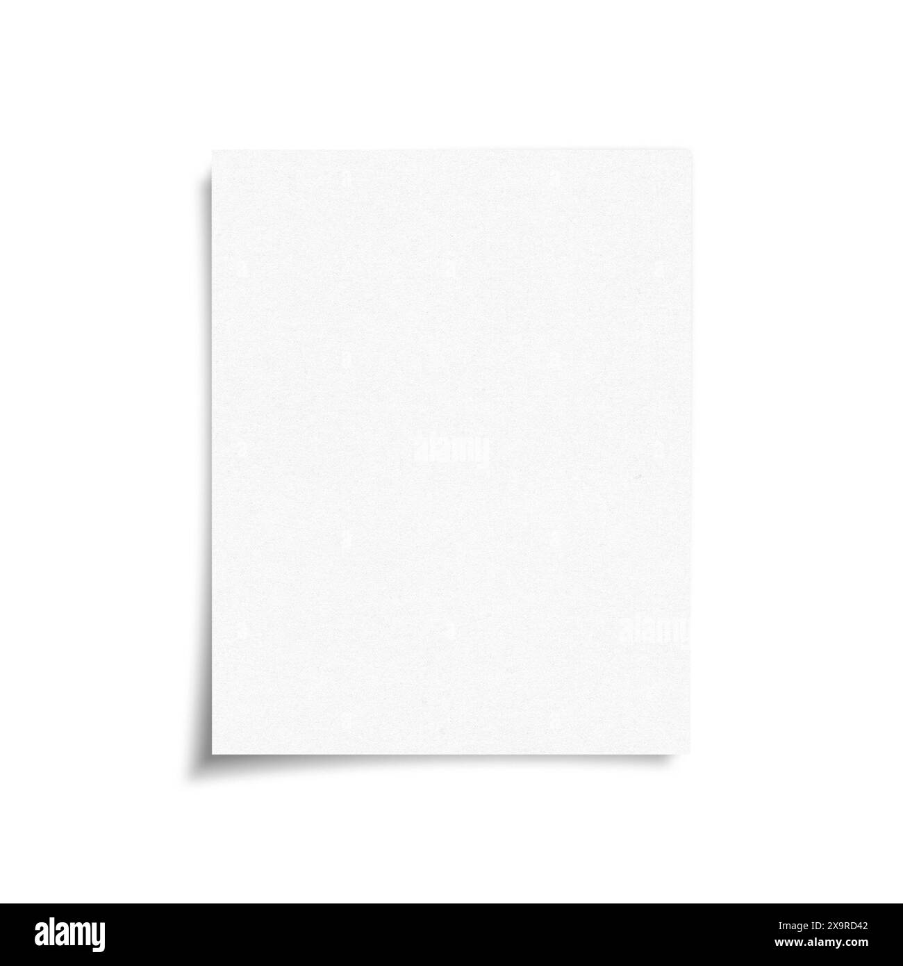 Foglio bianco vuoto isolato su sfondo bianco con ombra Foto Stock