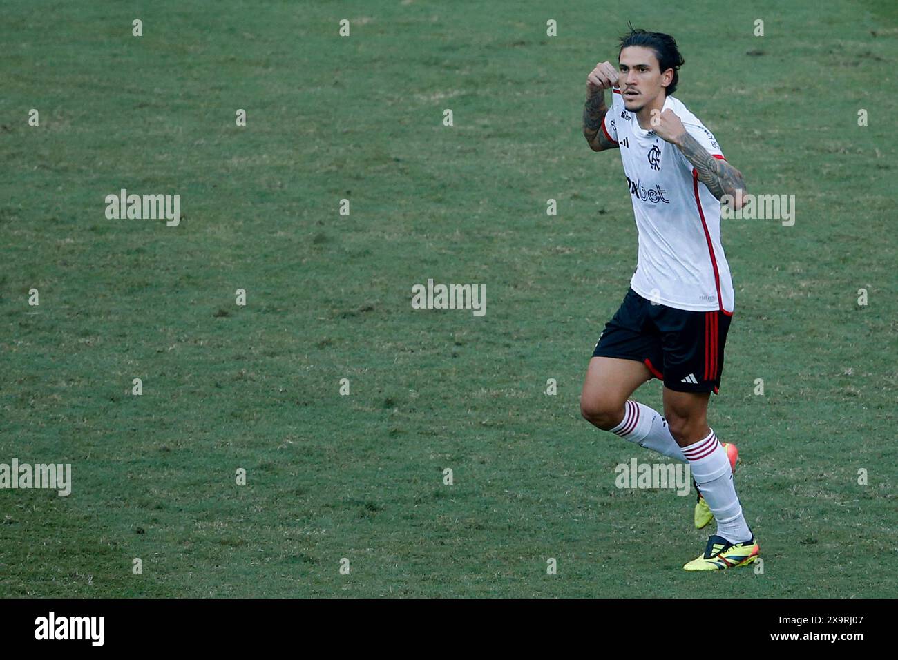 Rio de Janeiro, Brasile. 2 giugno 2024. Pedro di Flamengo, festeggia dopo aver segnato il secondo gol della sua squadra durante la partita tra Vasco da Gama e Flamengo, per la serie A brasiliana 2024, allo Stadio Maracana, a Rio de Janeiro il 2 giugno. Foto: Nadine Freitas/DiaEsportivo/Alamy Live News crediti: DiaEsportivo/Alamy Live News Foto Stock