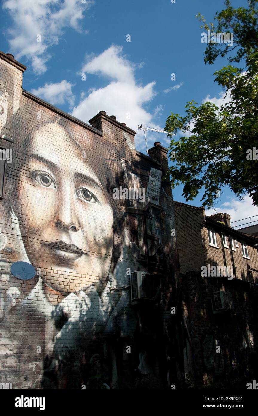 Pittura murale di Sylvia Pankhurst, Bow, East London, Tower Hamlets, Londra, REGNO UNITO Foto Stock