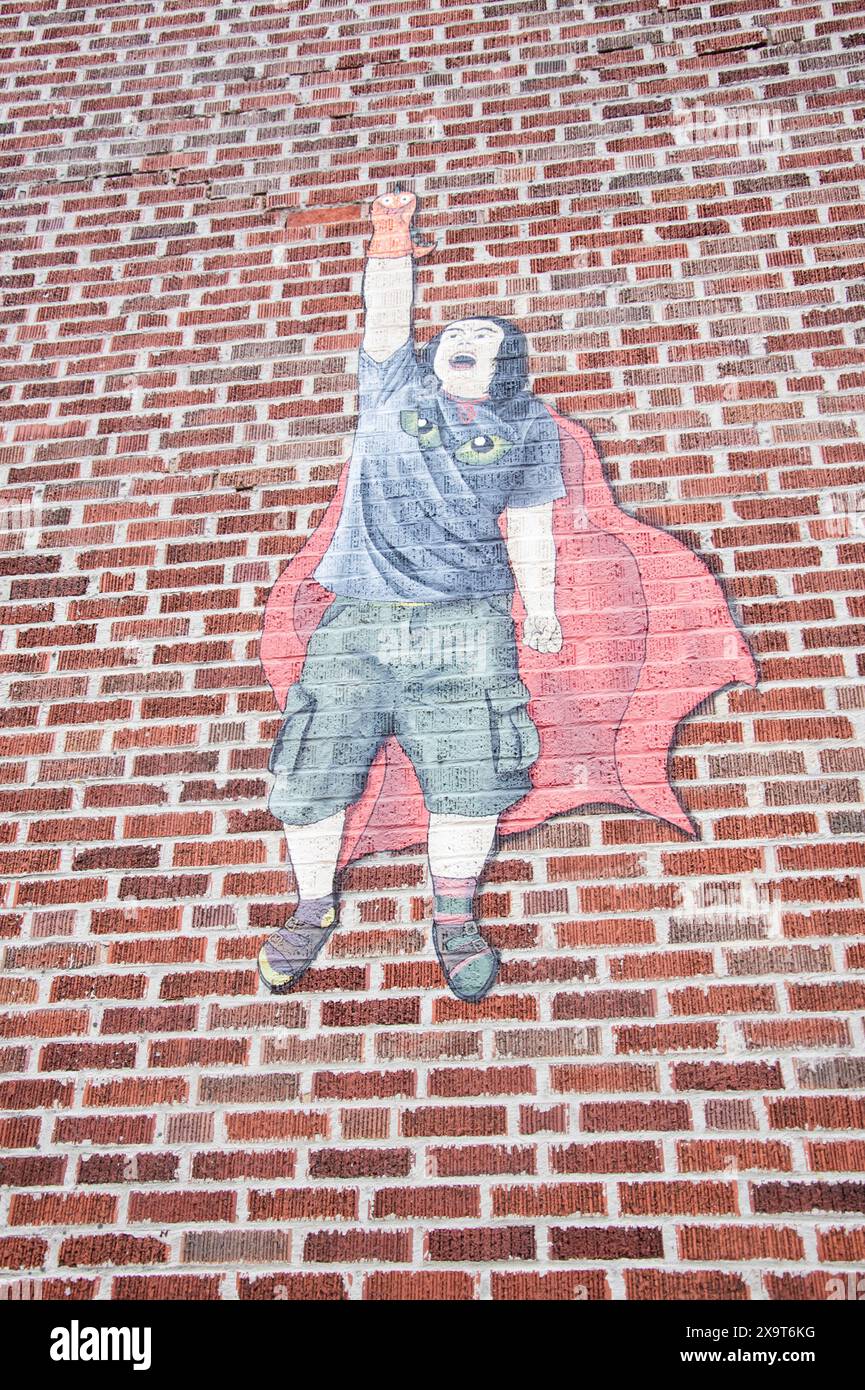 Murale Super Hero nel centro di Sydney, nuova Scozia, Canada Foto Stock