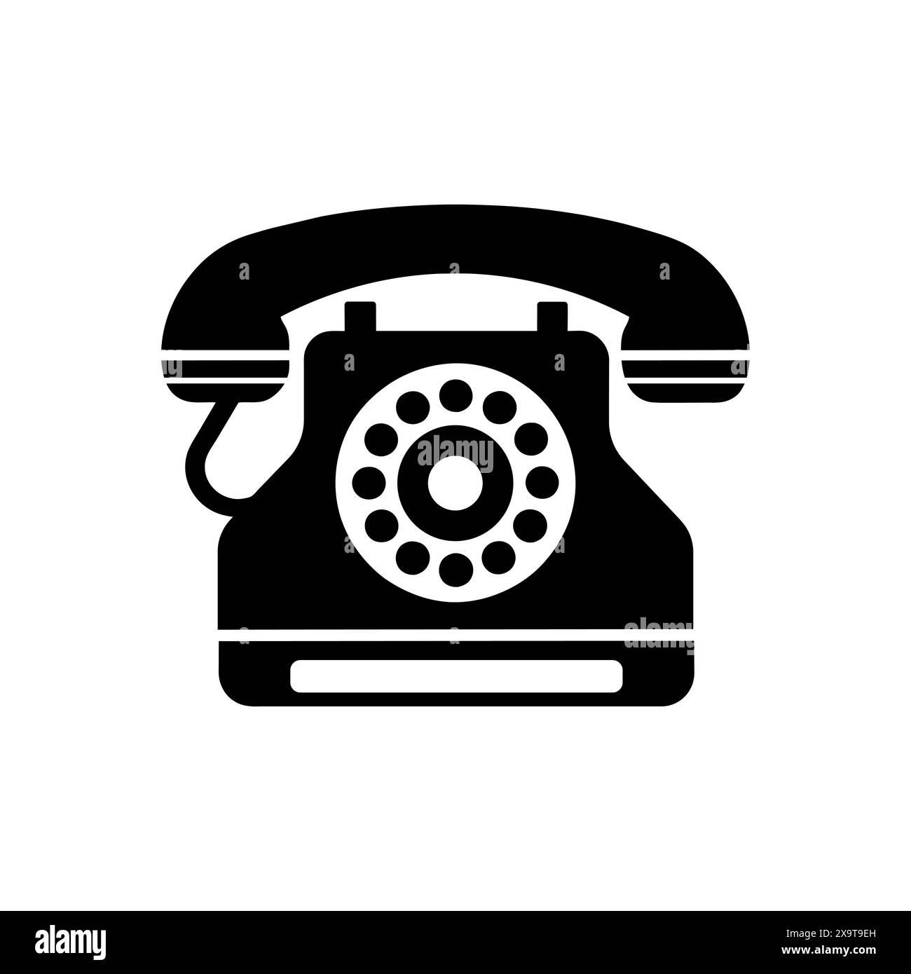 Icona telefono retro. Quadrante rotativo classico. Comunicazione vintage. Silhouette vettoriale. Illustrazione Vettoriale