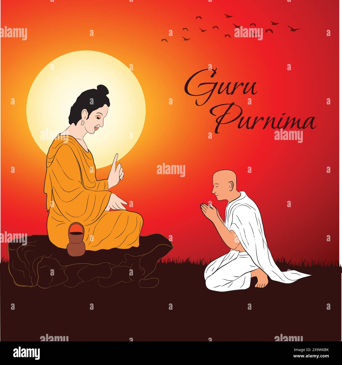 Guru Purnima è il giorno degli insegnanti onori Illustrazione Vettoriale