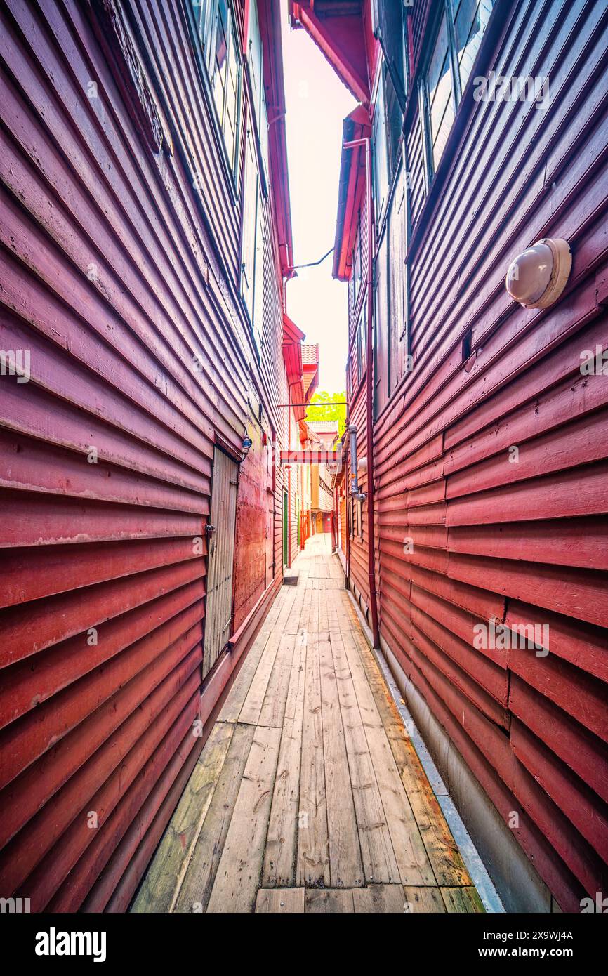Bryggen dimora storica nel centro di Bergen, Norvegia Foto Stock