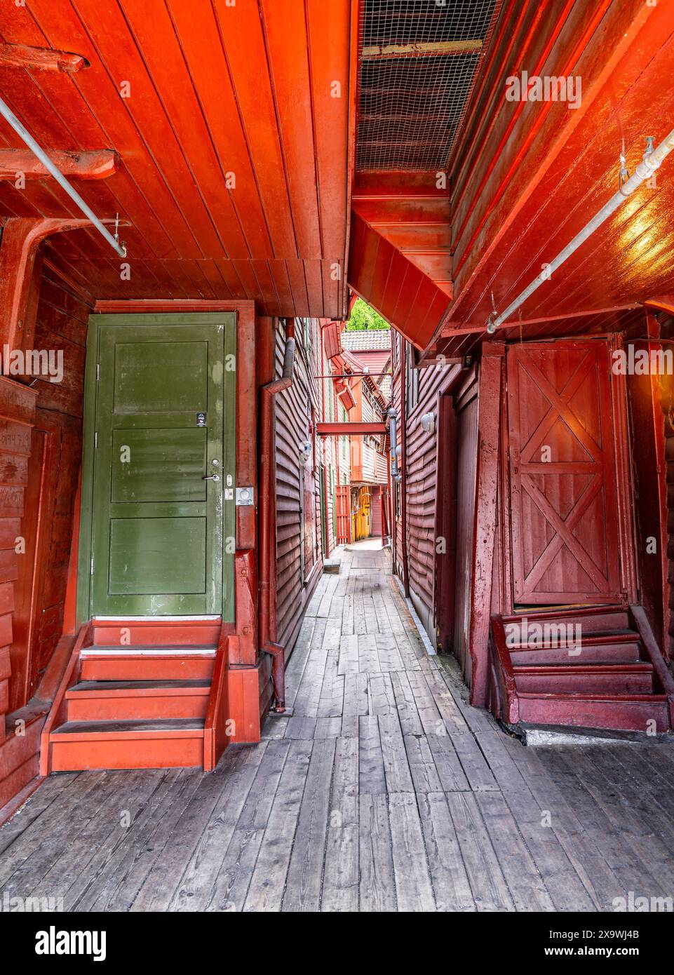 Bryggen dimora storica nel centro di Bergen, Norvegia Foto Stock