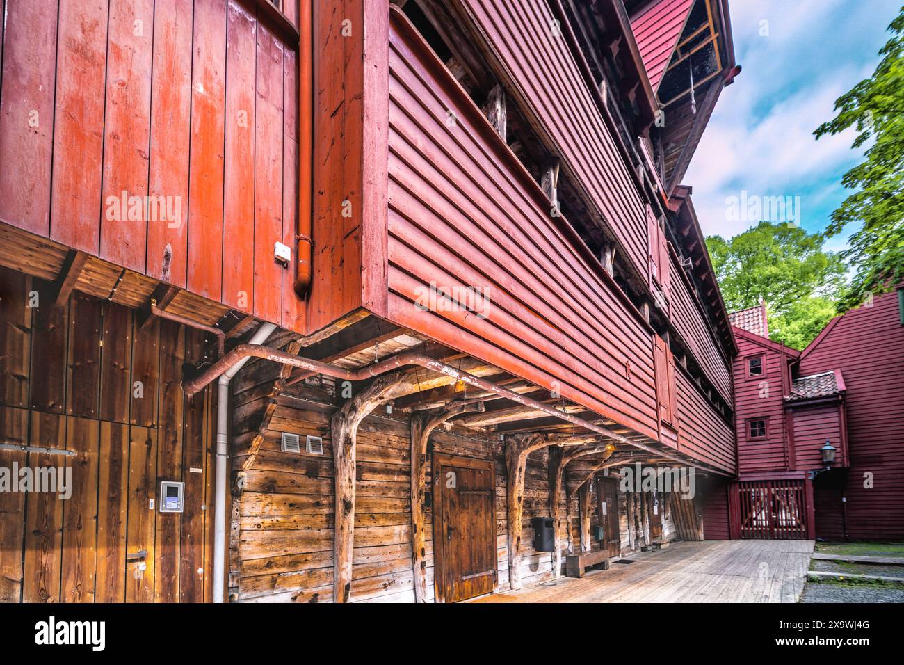 Bryggen dimora storica nel centro di Bergen, Norvegia Foto Stock