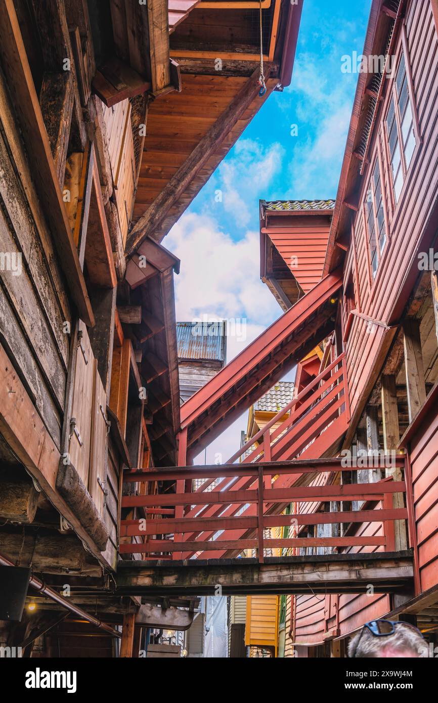Bryggen dimora storica nel centro di Bergen, Norvegia Foto Stock