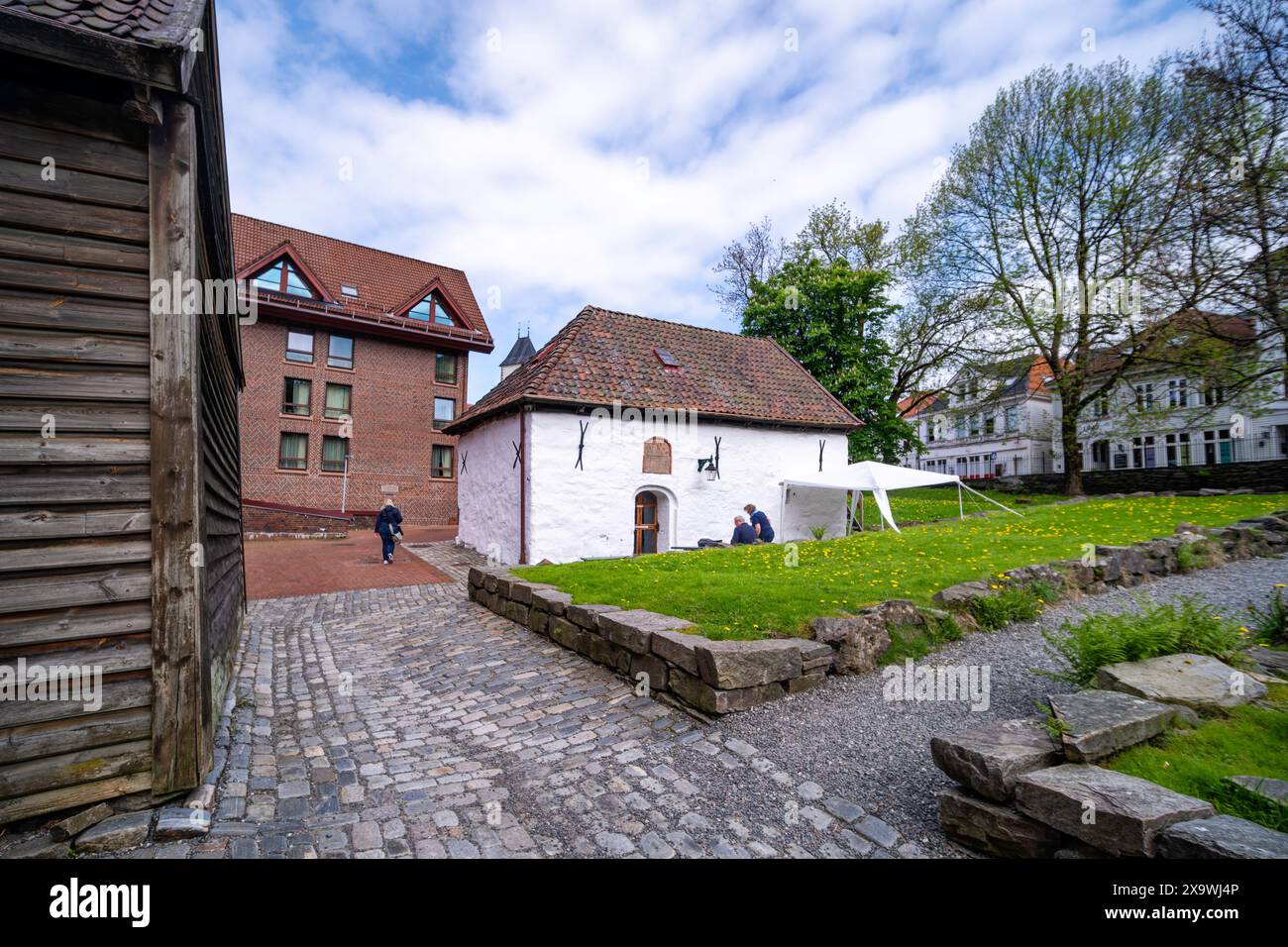 Bryggen dimora storica nel centro di Bergen, Norvegia Foto Stock