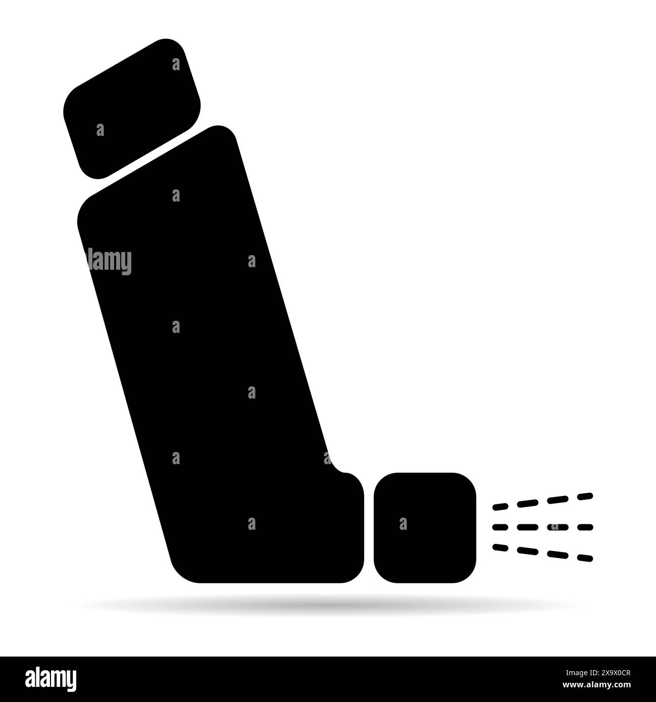 Icona ombra design inalatore asma, segno sanitario medicina, illustrazione vettoriale grafica . Illustrazione Vettoriale