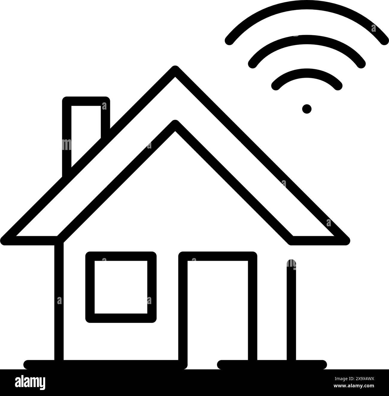 Casa e wi-fi. Accesso a Internet, rete domestica, connettività online per lo studio e il lavoro. Icona del vettore pixel Perfect Illustrazione Vettoriale