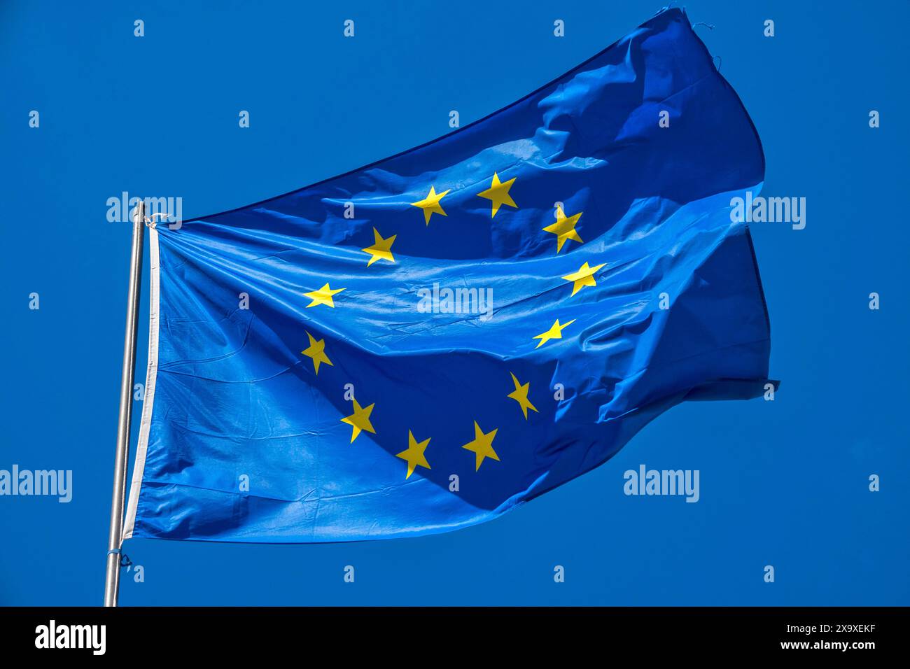 Primo piano di una bandiera europea Foto Stock
