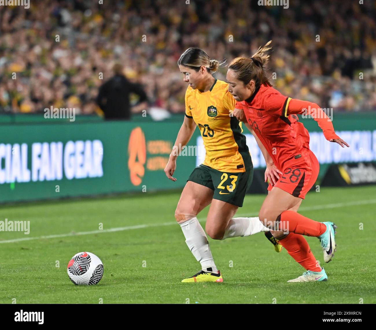 Sydney, Australia. 3 giugno 2024, Kyra Cooney Cross respinge il cinese Jiali Tang durante la serie di addio "Til IT's Done", Australia contro Cina PR. Crediti: Kleber Osorio/Alamy Live News Foto Stock