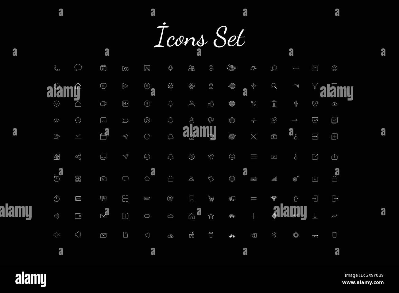 Concetto del set di icone universali dell'interfaccia utente vettoriale. Insieme icone. Pacchetto icone di rete Illustrazione Vettoriale