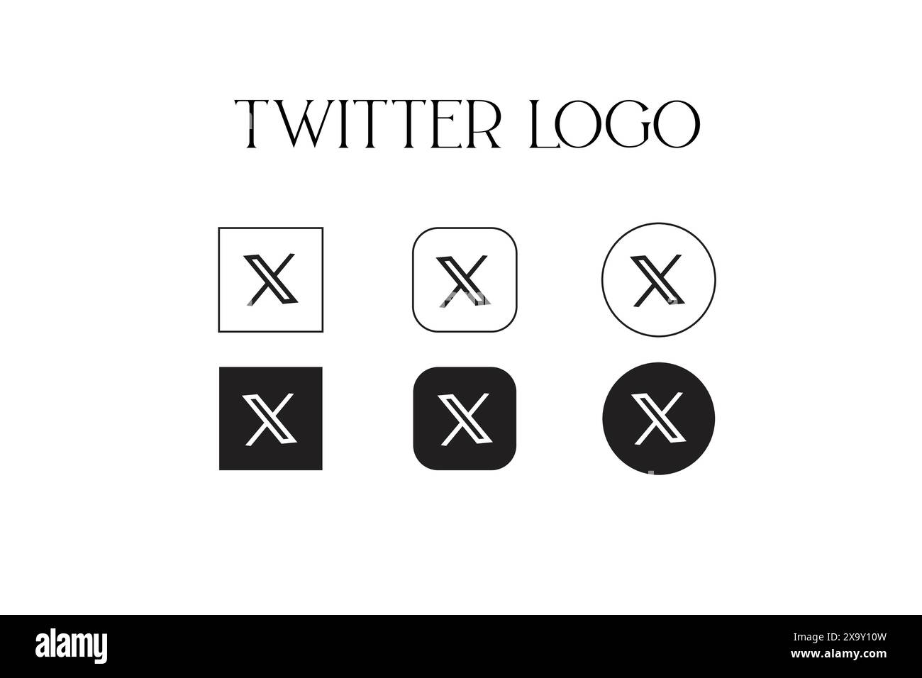 Raccolta di icone del logo del social network Twitter. X icona nuovo logo twitter Illustrazione Vettoriale