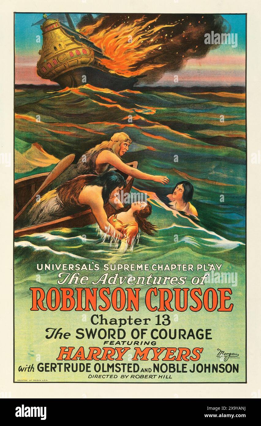 Poster del vecchio film - le avventure di Robinson Crusoe (Universal, 1922) (1) Foto Stock