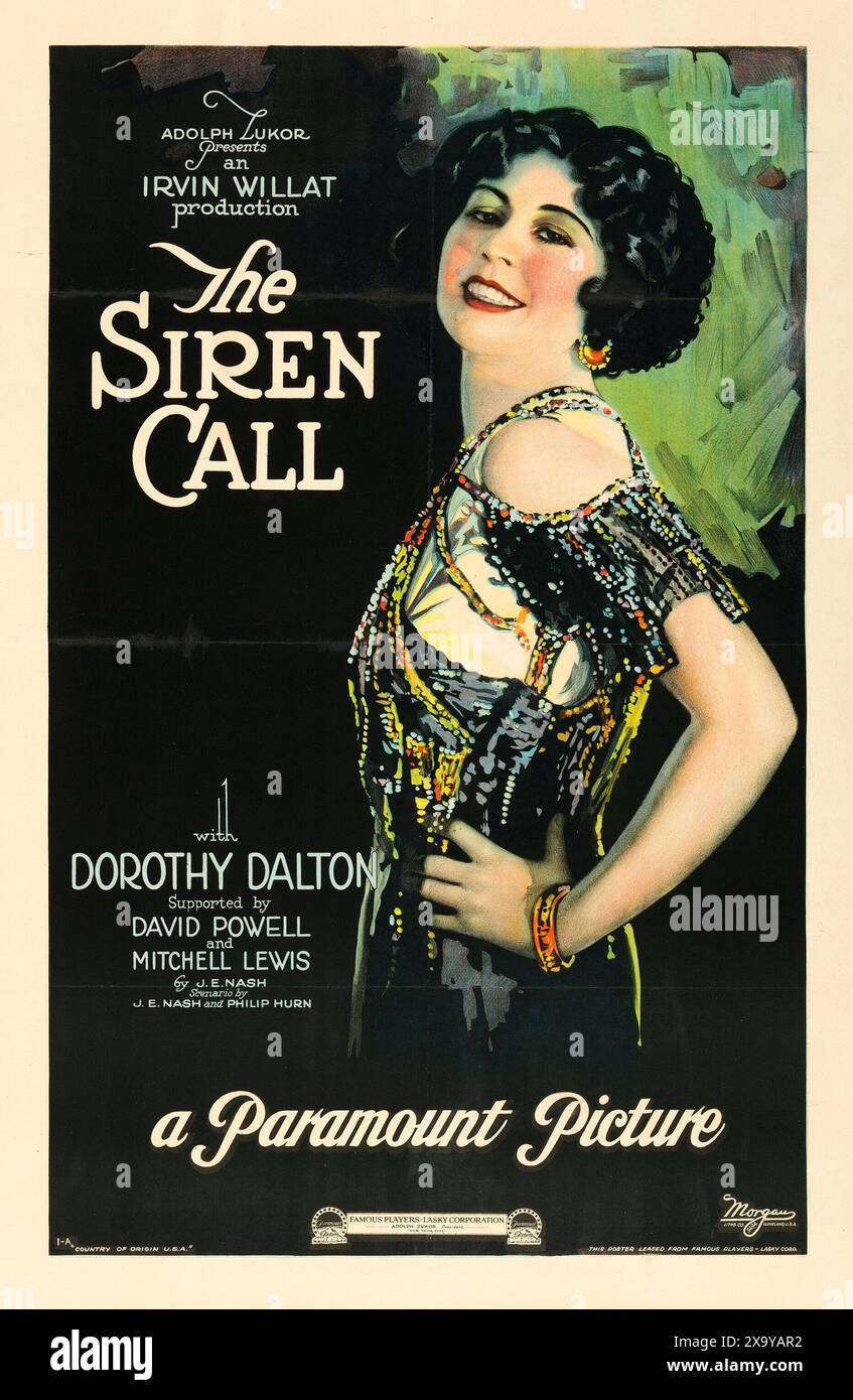 Vecchio poster cinematografico - The Siren Call (Paramount, 1922) Dorothy Dalton Foto Stock