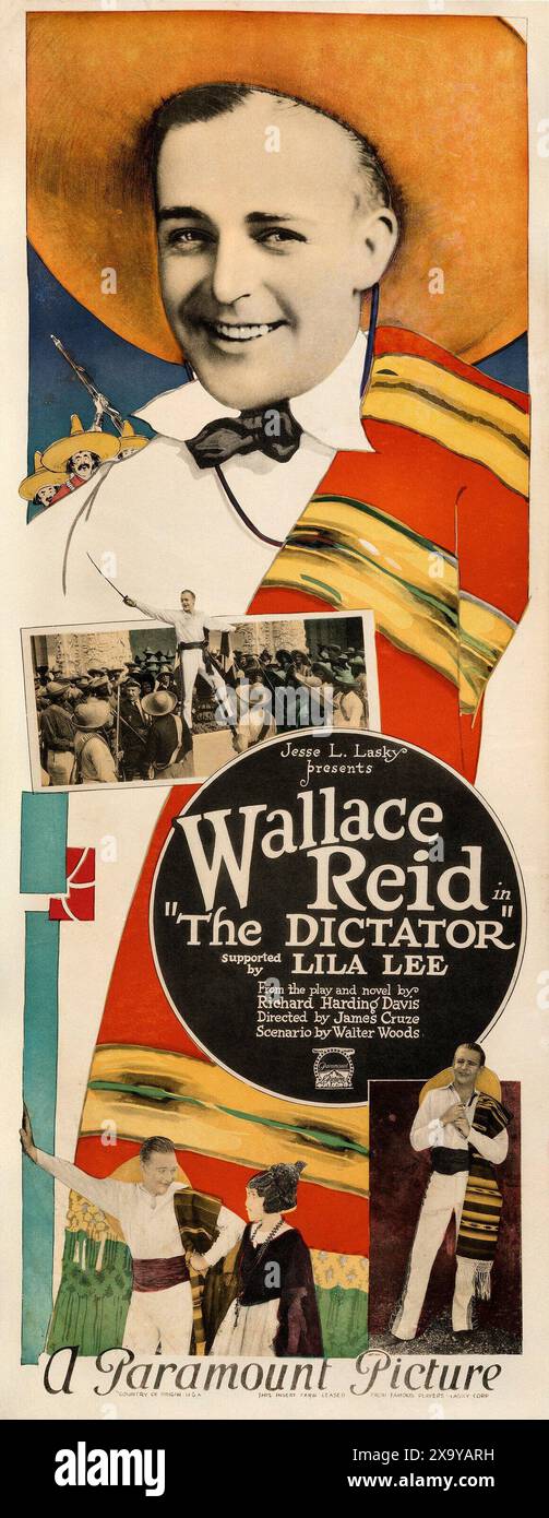 Vecchio poster cinematografico - Wallace Reid in the Dictator (Paramount, 1922) feat Lila Lee Foto Stock