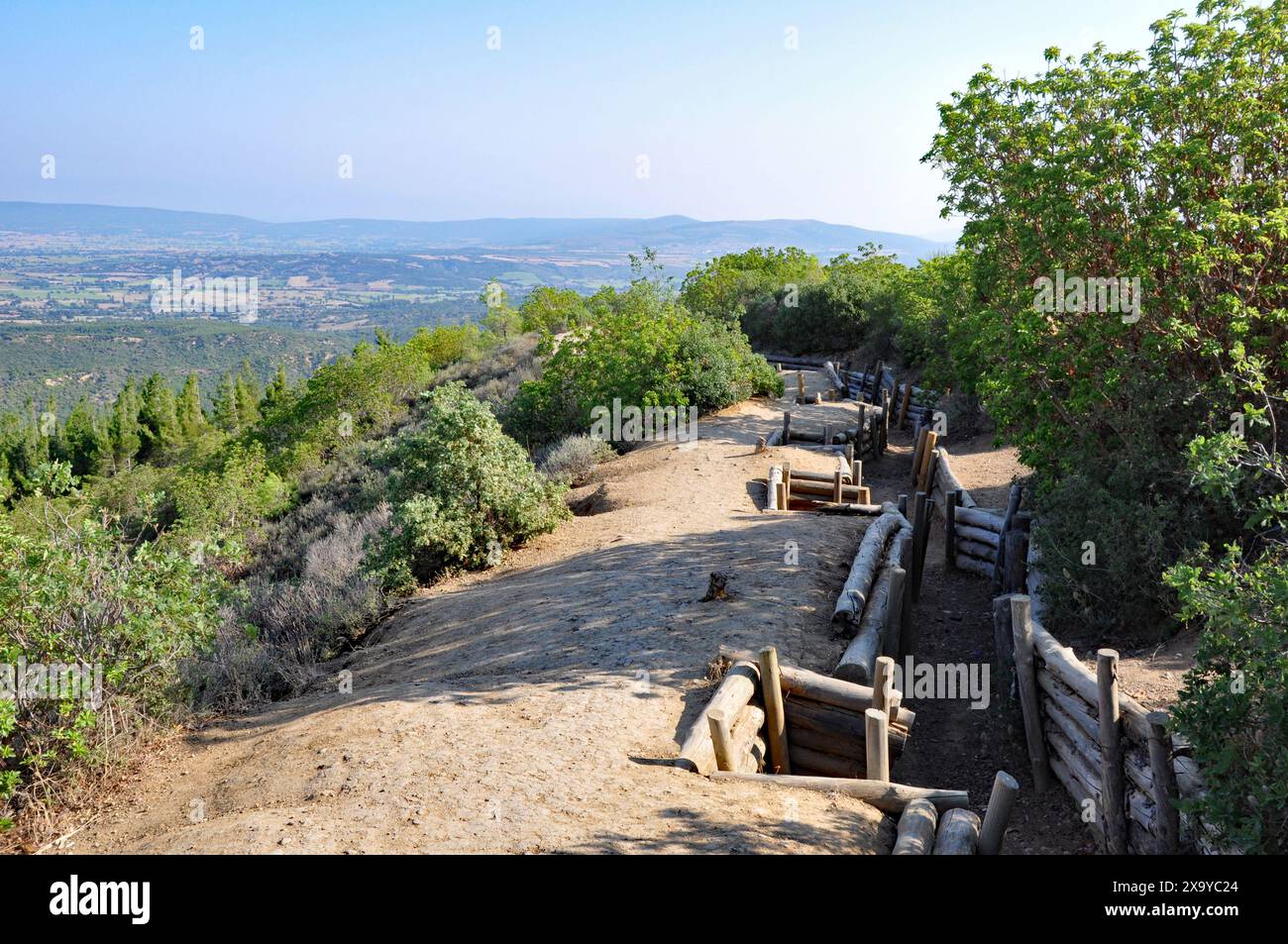 Trincee a Chunuk Bair vicino alla baia di Anzac, alla penisola di Gallipoli, alla provincia di Canakkale, Turchia Foto Stock