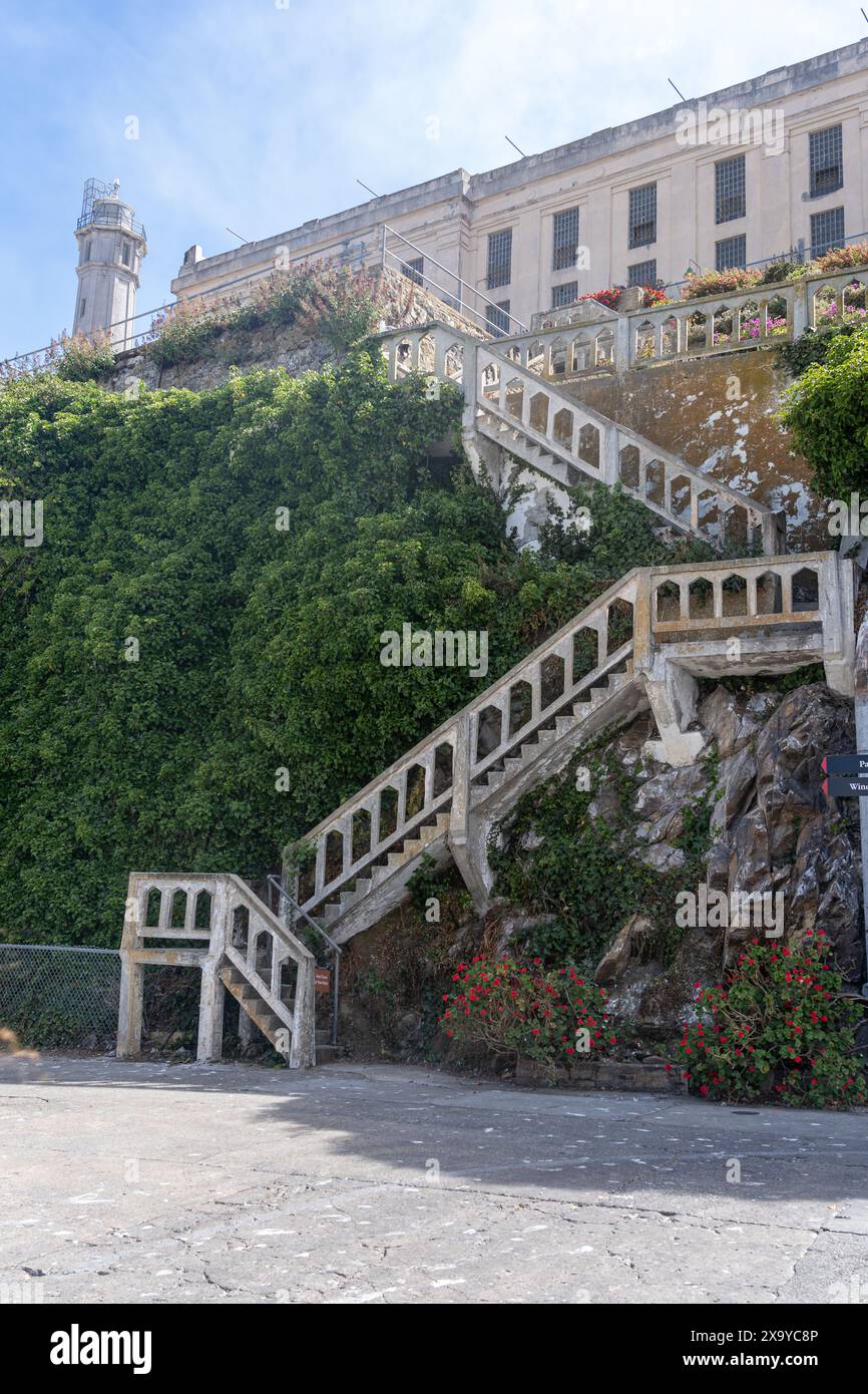 Una vista panoramica della prigione di Alcatraz a San Francisco, California, Stati Uniti Foto Stock