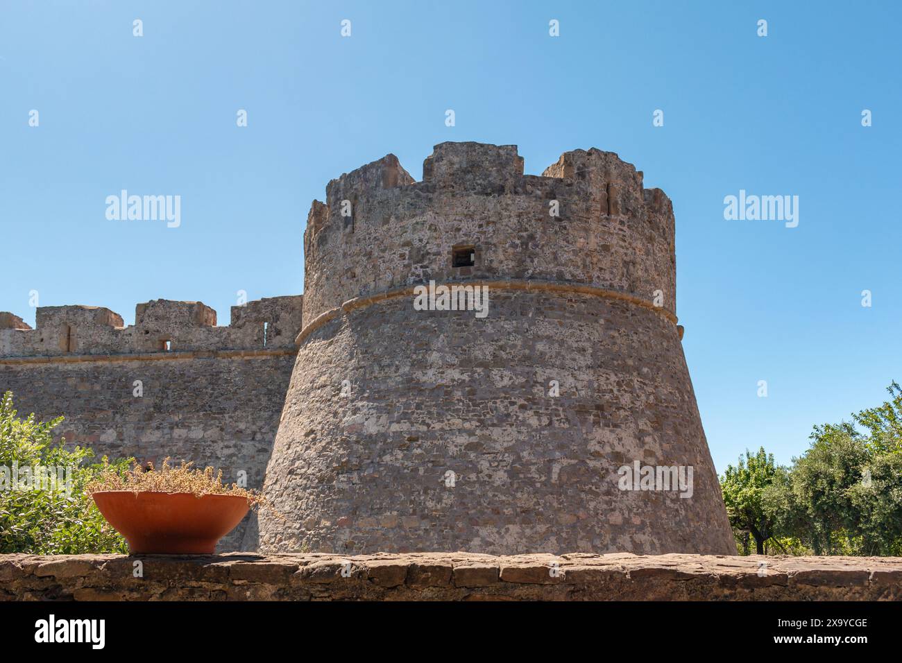 Il castello aragonese di Agropoli, Campania Foto Stock