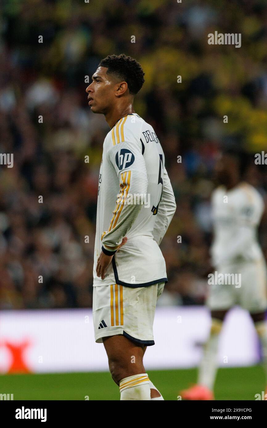 Jude Bellingham durante la finale di Champions League 2024 tra Borussia Dortmund e Real Madrid (Maciej Rogowski) Foto Stock