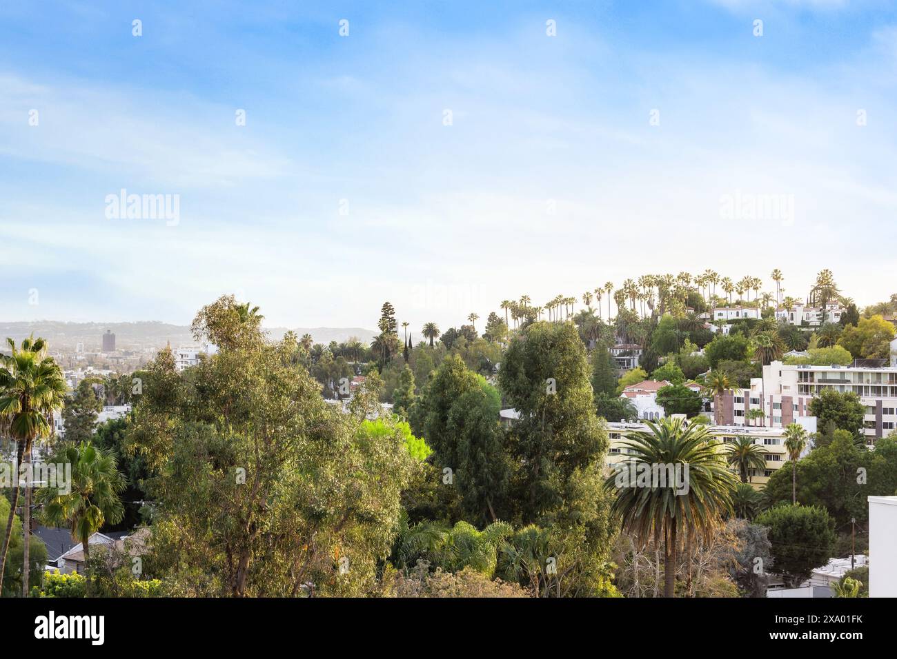 Una vista aerea delle residenze modernizzate di Hollywood Hills a Los Angeles, California Foto Stock
