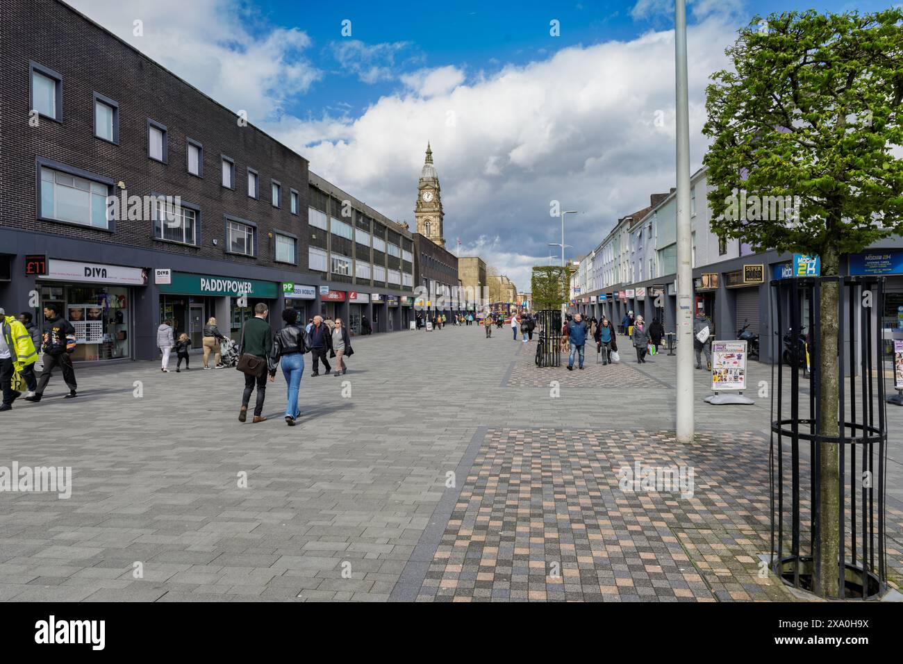 Bolton Greater Manchester Regno Unito 06 aprile 2024. Quartiere commerciale del centro di Bolton. Foto Stock