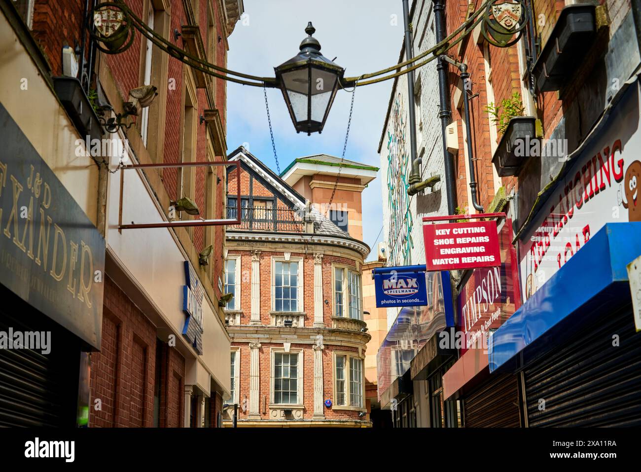 Centro di Rochdale, zona pedonale per lo shopping Foto Stock