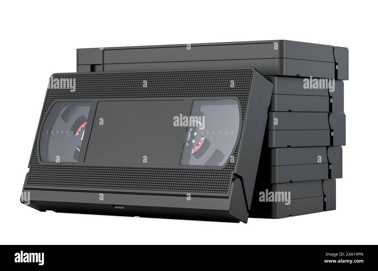 Stack di videocassette VHS, rendering 3D isolato su sfondo bianco Foto Stock