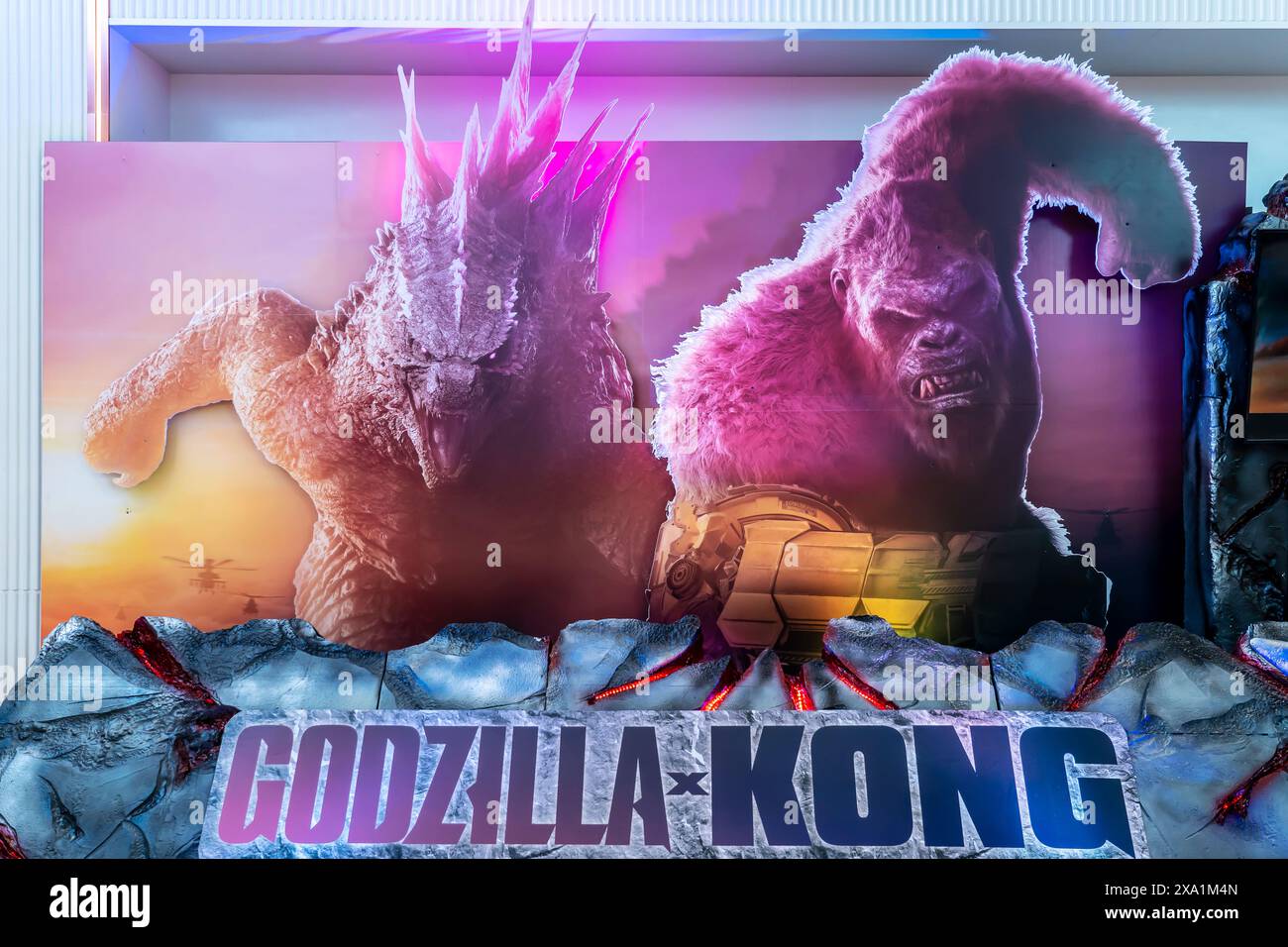Un poster cinematografico di Godzilla Kong Foto Stock