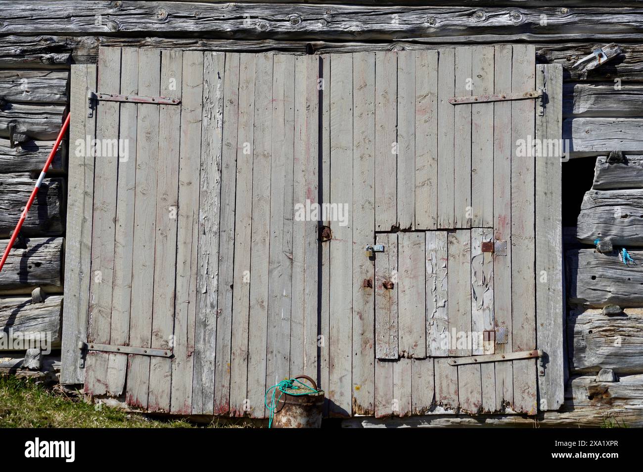 Primo piano dettagliato di superfici in legno invecchiato Foto Stock