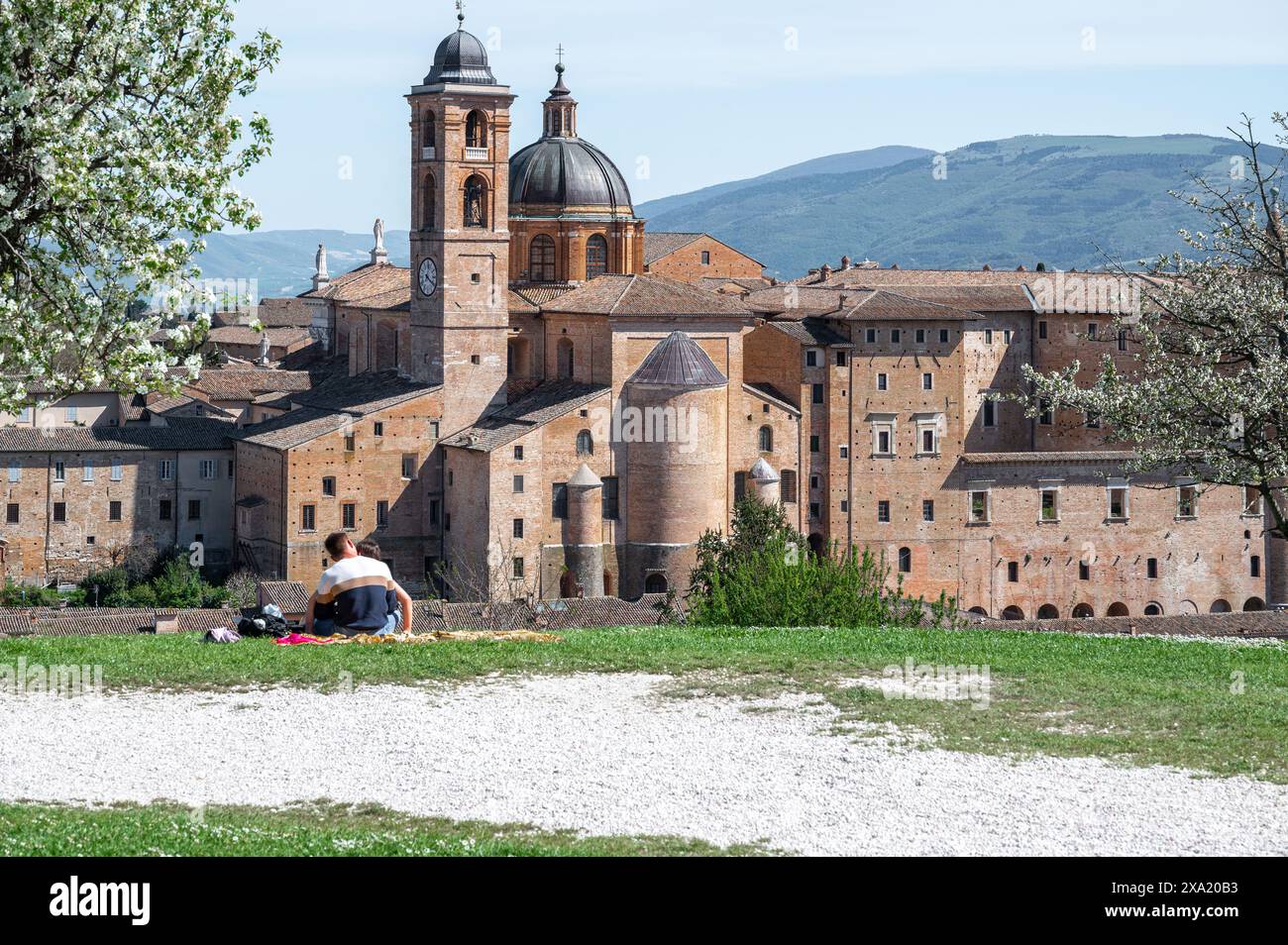 Palazzo Ducale, un edificio rinascimentale nella città italiana di Urbino nelle Marche Foto Stock