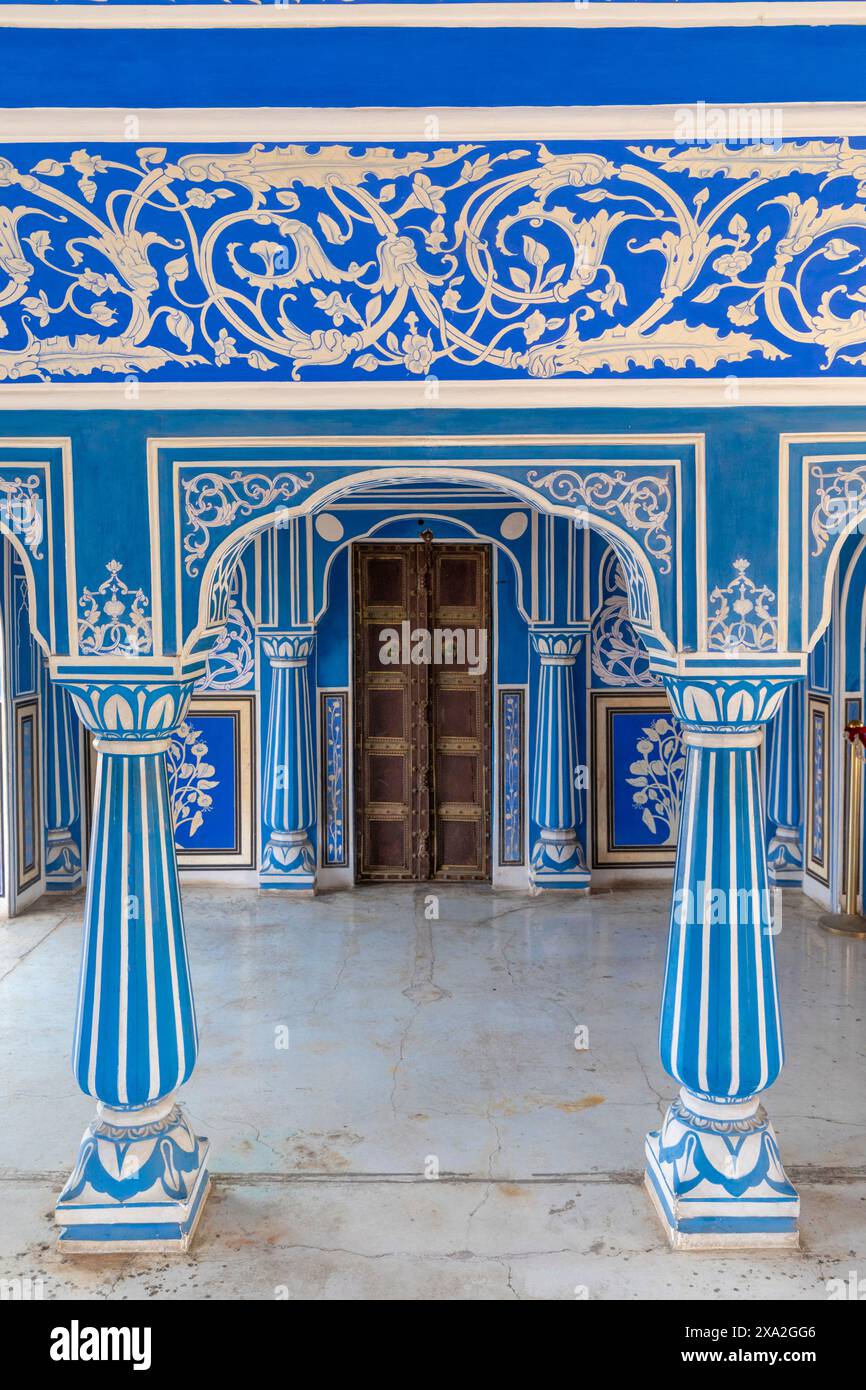 Chhavi Niwas, la camera Blu del Palazzo della città, il Palazzo della città, Jaipur, Rajasthan, India, Asia meridionale Foto Stock