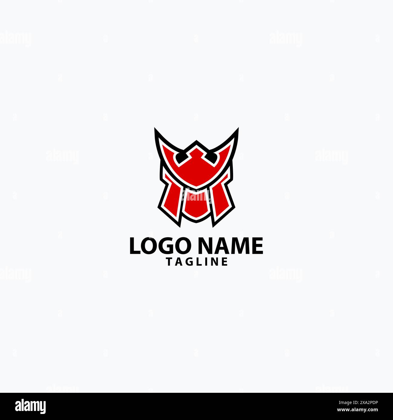 Disegno astratto del logo della testa dei samurai Illustrazione Vettoriale