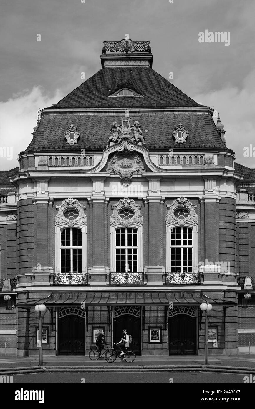Edificio nel centro storico della città, bianco e nero, città anseatica di Amburgo, Amburgo, Germania Foto Stock
