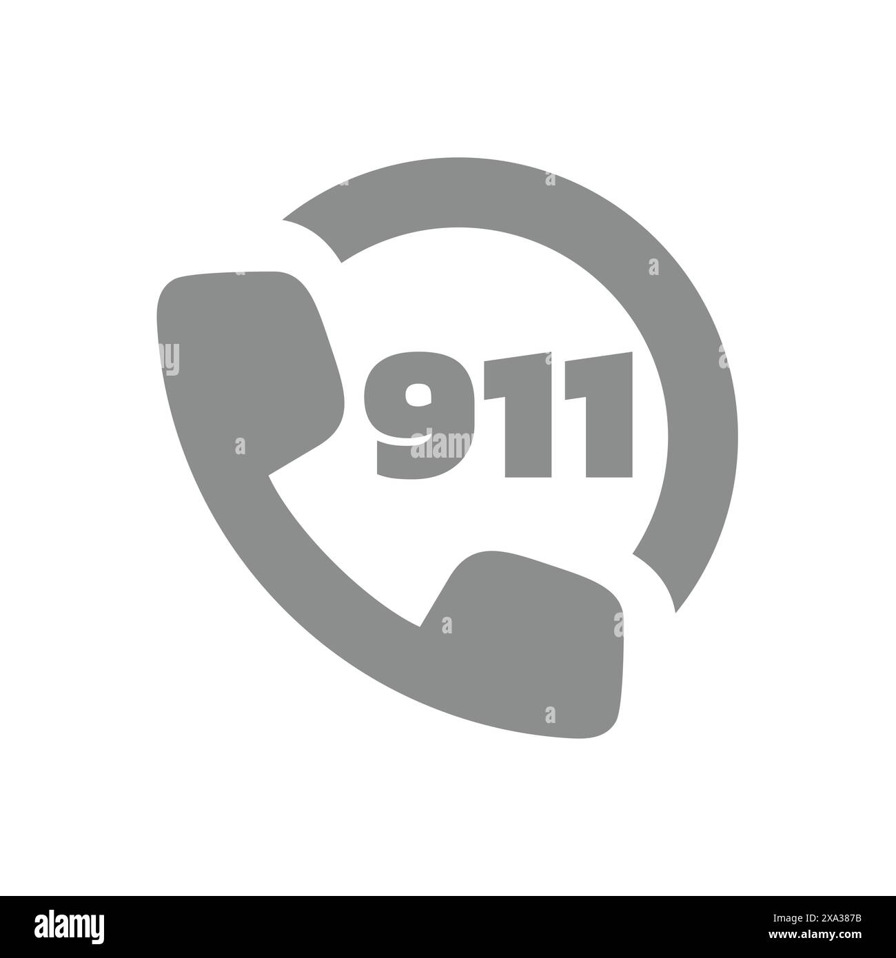 911 icona del vettore della chiamata di emergenza. Nove, un telefono, ambulanza e vigili del fuoco. Illustrazione Vettoriale
