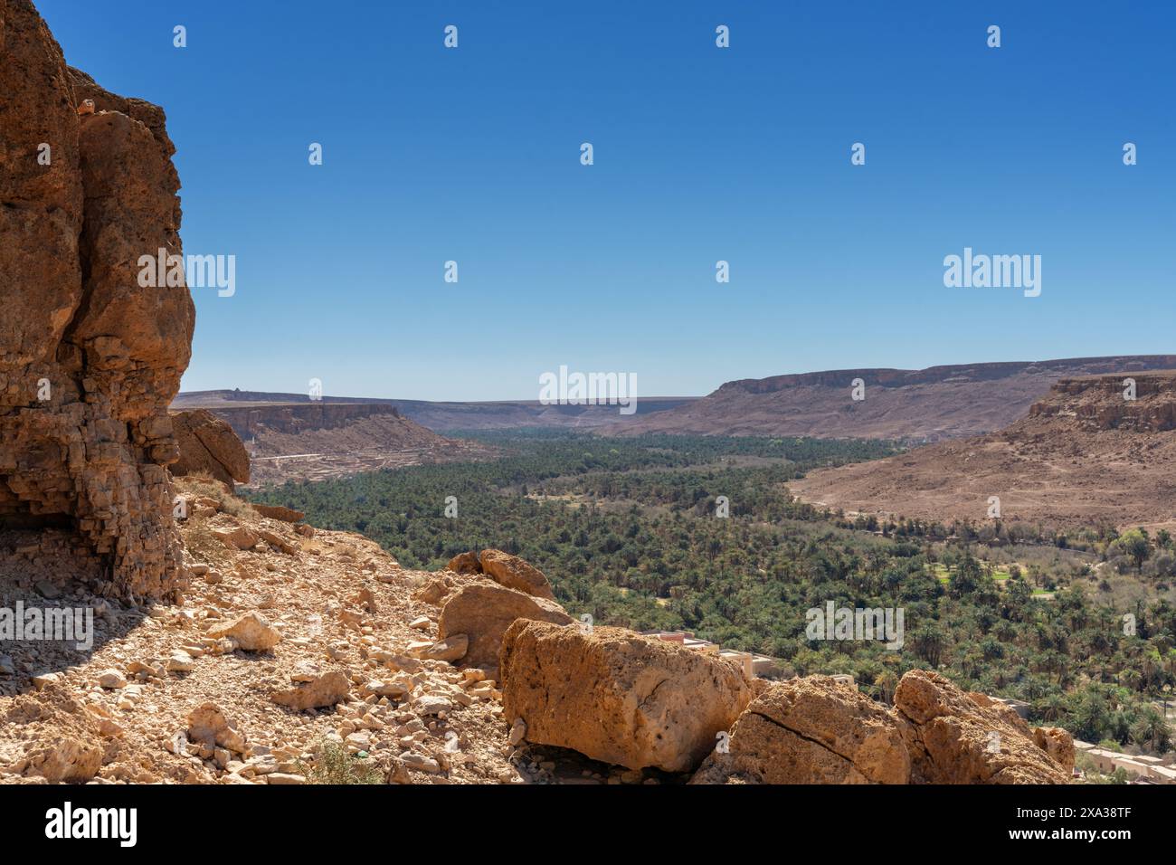 Una vista panoramica della valle di Ziz e della regione di Tafilalet nel Marocco centrale Foto Stock