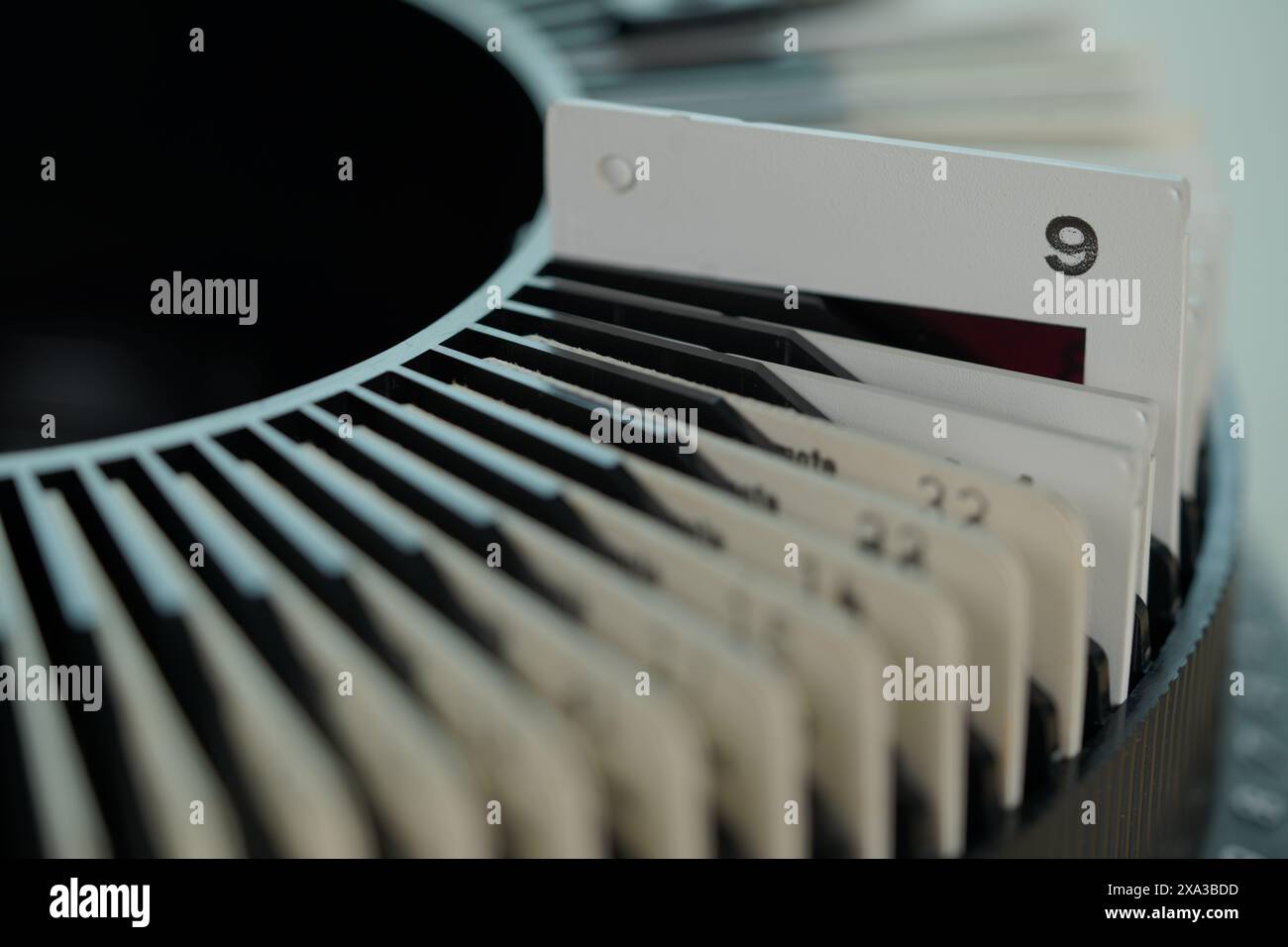 la roulette della pellicola vetrino in numero Foto Stock