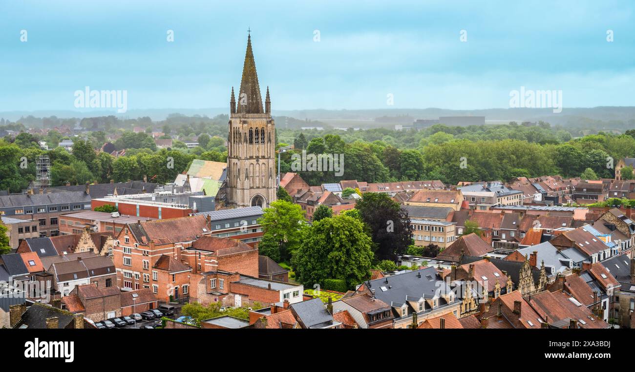 Vista panoramica della città di Ypres, Belgio. Foto Stock