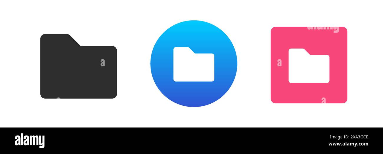 Directory dei file di cartella documento archivio digitale organizzazione gruppo icone vettoriale illustrazione piatta. Amministrazione delle informazioni sui dati del ciberspazio inte Illustrazione Vettoriale