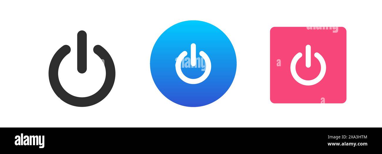 Spegnimento accensione pulsante interruttore di spegnimento alimentazione elettrica pressione icona di controllo connessione Imposta immagine piatta vettore. Tecnologia navigazione elettronica Illustrazione Vettoriale