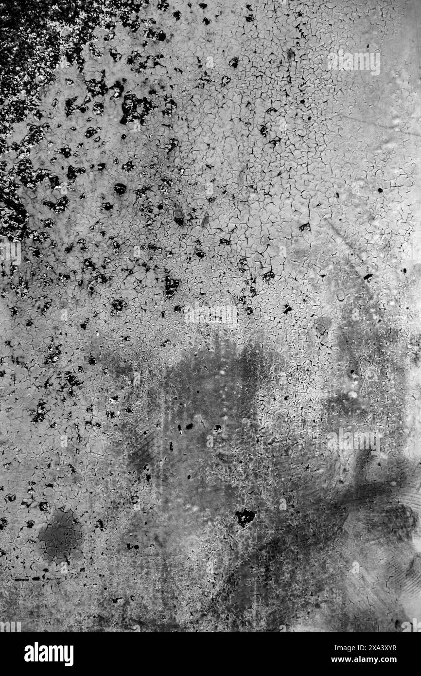 Struttura in metallo arrugginito per chiudere lo sfondo con macchie e graffi Foto Stock